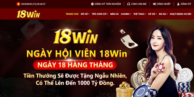 Lưu ý chọn đúng trang 18Win gia nhập